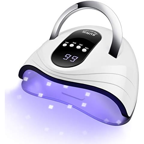 Sunrich UV Gel Nail Lamp 120W LED Nail Light Fast Dryer for Gel Polish Curing with 4 Timers Portable Handle Large Space Automatic Sensor (White) Cover