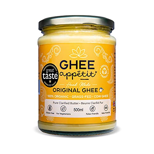 Ghee Appétit Organic Ghee 500 ml I Certified Organic I Free Range Grass Fed Ghee I Ghee Butter I Vegetarian I Ayurveda Ghee Recipe I Pure Clarified Butter I Artisan Ghee