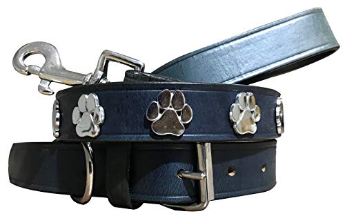 BRADLEY CROMPTON Echtleder Zusammenpassendes Paar Hundehalsband und Leinenset L