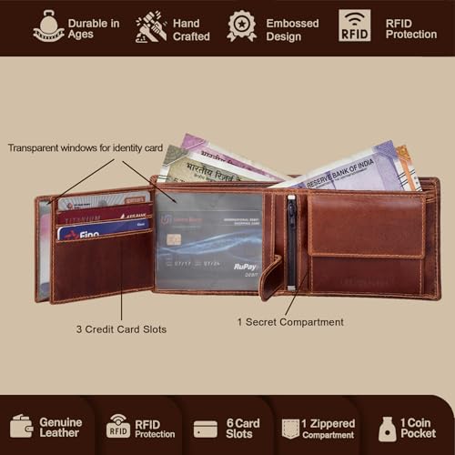 Zeus Leather Wallet & Accessory Set for Men, Caramel Brown, Casual4