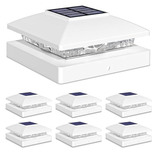 Solar Post Cap Lights Outdoor 6pack White