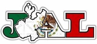Sticker JAL Jalisco Mexico State Vinyl Waterproof Universal Decal for Laptop, Wall, Car, Window, Bumper, Truck, Auto, Water Bottle – Durable for Indoors & Outdoors