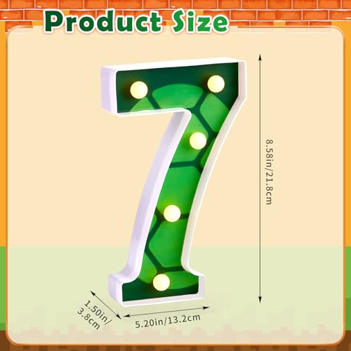 LED Number Lights Cartoon Themed Birthday Decorations LED Light Up Number Centerpieces Table Decorations for Party Supplies Backdrop Wall Decor for Birthday Party Decorations (Cartoon Turtle Theme, Number 7)