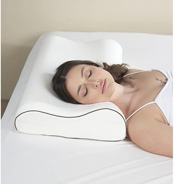 Sogex Double Sided Orthopedic Visco Pillow, 60x40x14/12 cm, Neck Supported, White