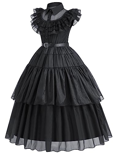 Disfraz negro para niña talla 6-7 para fiesta y Halloween miniatura 3