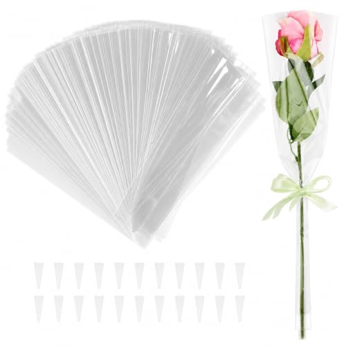 Healeved 100Pcs Transparente Pour Bouquet Fleur 36x12cm Emballage Cadeaus