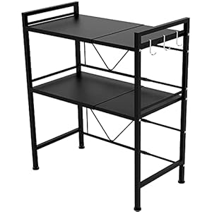 NETEL Metal Microwave Oven Rack Toaster Stand Shelf Expandable 43-66cm Kitchen Countertop Storage Shelf with 3 Free…