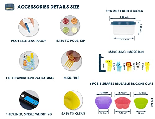 Happyrhino Bento Lunch Box For Kids Adult,4 Compartment Bento Box Adult Lunch Box Containers,Kids Lunch Box With Fun Accessories Silicone Food Cake Cups, Cute Food Picks For Kids,Easy To Clean (Blue) #TOP3