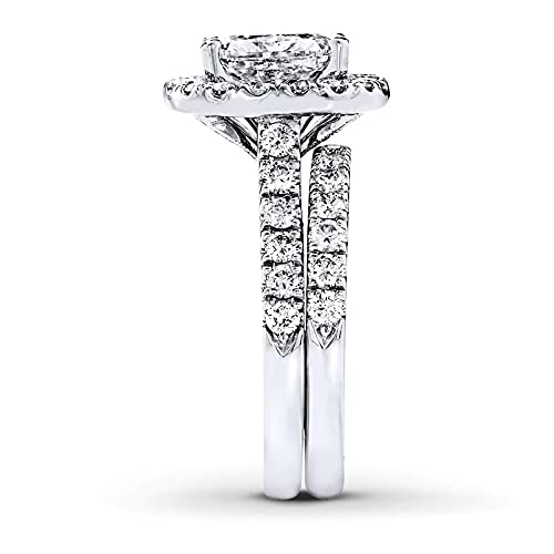 Bridal Set 3-1/3 Ct Radiant Cut Moissanite Engagement Rings For Women 10K White Gold Size 11.5 Free Engraving #TOP2