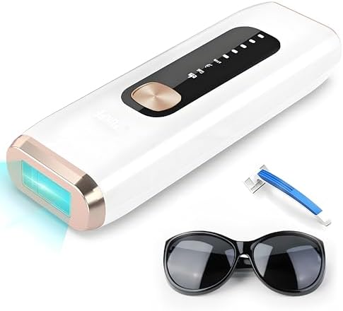 IPL Laser Hair Removal Device for Women Men at Home, Upgraded to 999,900 Flashes Permanent for Facial Legs Arms Bikini Line Whole Body Treatment (White Gold)