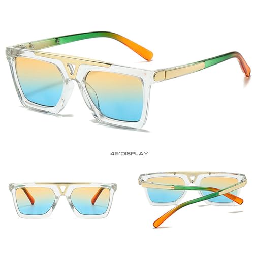 helena Retro Square Sunglasses for Women Men, Vintage Trendy Square Thick Frame Double Bridge Sun Glasses UV400 Protection2