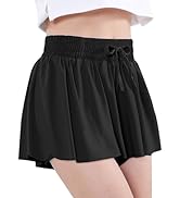 EXARUS Girls Butterfly Shorts Flowy Dance Skorts Cheer Teen Athletic Skirt Flutter Tennis Tween P...