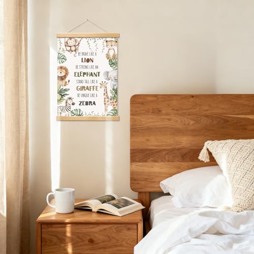YUISLE Safari Jungle Animals Nursery Wall Decor, Animal Nursery Poster Hanger Frame for Classroom Bedroom, Animals Motivational Wall Art, 12x16 Inch-A18 - Image 9
