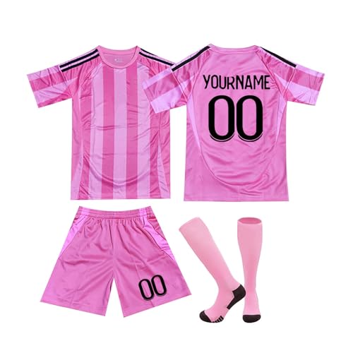 Camiseta Fútbol Miami Personalizadas para Hombres y Niño, equipación Fútbol DIY Nombre y Número con Conjunto Top Pantalón Corto y Calcetines Regalo de Fútbol