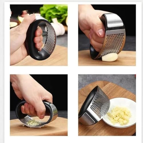 Amassador Triturador Espremedor de Alho Inox Manual Prático Cozinha Esmagador Fácil De Usar Resisten
