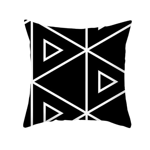 Chenlane Silk Pillow Covers Standard Cushion Outdoor Patio Geometric Art, Black White Couch Premium Thickened Fabric 40x40 cm, 1Pcs
