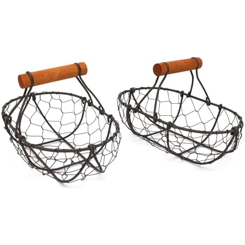 CVHOMEDECO Chicken Wire Egg Baskets Set of 2 Cover