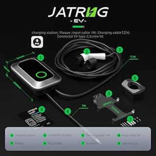 JATRHG S1 Borne de Recharge pour Véhicule Électrique 7kW 12M 32A Monophasé Station de Charge Type 2 IEC 62196-2 - Chargeur Rapide EV Wallbox