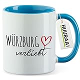 Huuraa Becher Würzburg verliebt Geschenk 330ml Blau Würzburg Geschenkidee