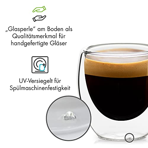 Doppelwandige Espressotasse GLASWERK aus Borosilikatglas (4x70ml)