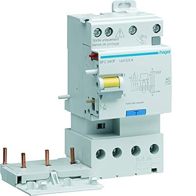 bloc différentiel - 2 sorties - 3 pôles + neutre - 40a - 30 ma - hager bdc940f