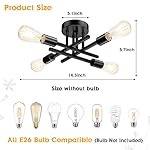 TOBUSA Semi Flush Mount Ceiling Light Fixture Matte Black, Modern Sputnik Close to Ceiling Light, Chandelier Light Fixture Ceiling for Bedroom Kitchen Living Room Dining Room, 4 Light E26 Socket - Image 3