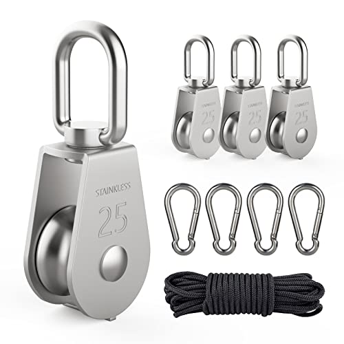 DBREAKS 4PCS Carrucole in Acciaio Inox, M25 Puleggia Rullo di