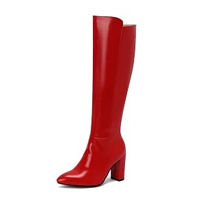 Black Knee High Boots for Women Chunky Heel Pointed Toe Boots Side Zipper Comfortable Long Boots