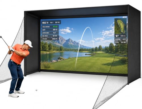 Image of Diandian Golf Simulator Enclosure Kit 14 x 8.5 ft, 4K-Ready Dual-Layer Projection Impact Screen, Safety Side Netting & Thick Foam Edge Padding for Indoor Home Garage Golf Cage Practice Training