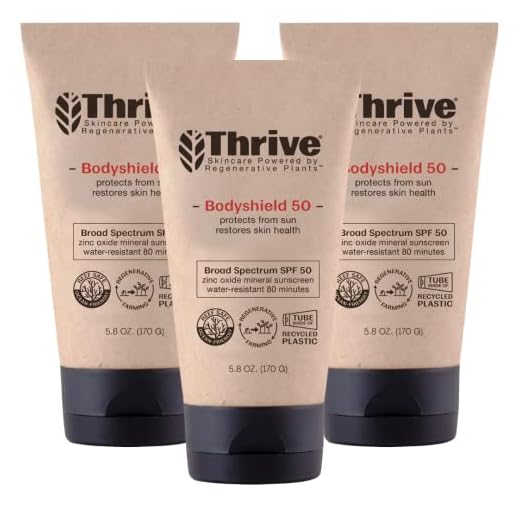 Thrive Natural Care Reef Safe Protetor solar FPS 50 - Hawaii 104 Reef Act Compliant - Protetor solar mineral não nano óxido de zinco - vegano, (164 g (pacote com 3))