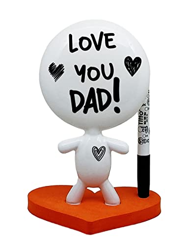 Estudio MW Dad's Desk Gift - TITTO in Love, Draw Your Ideas - Coworkers Gift - Small Desktop Whiteboard Dry Erase - Ceramic Doll - Create Funny Faces (Orange)