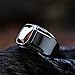 INRENG Stainless Steel Vintage Square Ruby Stone Ring for Men Women Signet Biker Band Black Red Size 9
