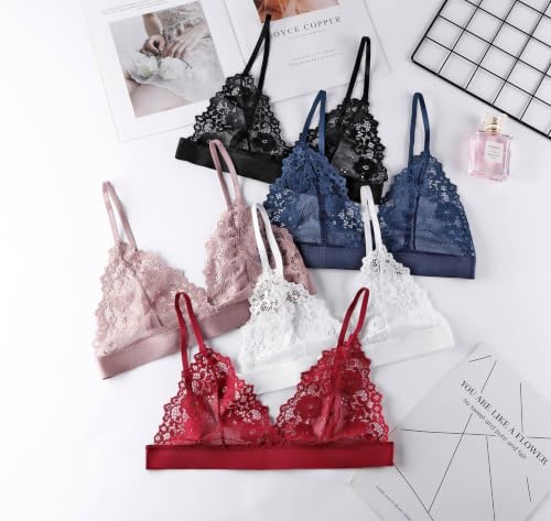 Image of Womens Bra No Underwire Lace Unlined Demi Triangle Bralettes