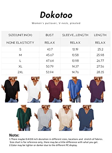 Dokotoo Women's Elegant Chiffon Blouse - Bell Short Sleeve, V Neck, Ruffle, Pleated, Swing Pullover, Xl (Us 16-18), Beige #TOP5