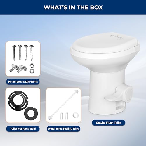 SereneLife Camper/RV Toilet – Easy Flush with Foot Pedal, Hand Sprayer, Soft-Close Seat, Leak-Proof Bowl, Odor-Free, Includes Accessories, Quick Install for RVs, Trailers, Boats & Marine Use by SereneLife - Image 7
