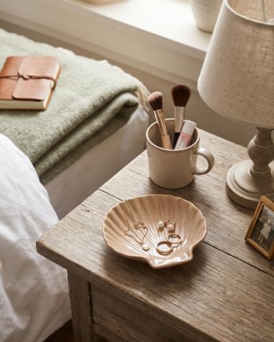 MUMREUES Ceramic Jewelry Tray Small Trinket Dish Shell Ring Holder Dish Decorative Jewelry Plate Bowl Organizing Rings Earrings Necklaces Keys Cute Room Decor Aesthetic Gifts for Mom — view 4