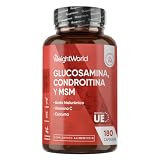 Glucosamina, Condroitina y MSM con Ácido Hialurónico, Vitamina C y Cúrcuma - 180 Cápsulas, 6 Meses de Suministro, Sin OGM ni Gluten, Sin Estearato de Magnesio