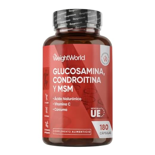 Glucosamina, Condroitina y MSM, 180 Cápsulas, 6 Meses de Suministro - Complejo Reforzado con Ácido Hialurónico, Vit C y Cúrcuma en Polvo para la Movilidad del Hombre y la Mujer, Formación del Colágeno