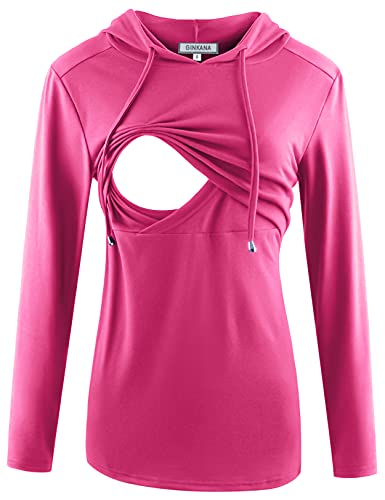Image of GINKANA Women's Nursing Hoodie Sweatshirt Long Sleeves Breastfeeding Maternity Tops Casual Clothes