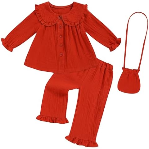 GRNSHTS Toddler Girl Clothes Baby Girl Fall Outfits Cute Baby Girls Clothing Pant Sets Red Toddler Girl Outfits 12-18 Months Cover
