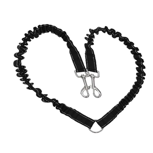 Roysmart Hundeleine für 2 Hunde, Doppelleine Verstellbar 360°Drehbar, Schwarz, 80 cm