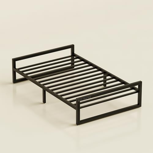 Image of Single Size Metal Bed Frame | Single Metal Bed | Single Bed Frame | SingleMetal Bed | Iron Bed Single | Steel Bed Single Size | Heavy Duty Platform Bed | Metal Slats | No Box Spring Needed | Black