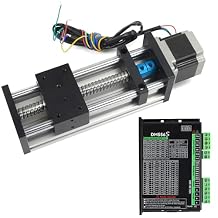 RATTMMOTOR DM556S Stepper Motor Driver+EBX1605 CNC Linear Stage Actuator, Double Optical Axis Linear Slide Rail&1605 Ball Screw&Nema23 Stepper Motor 300mm with DM556S