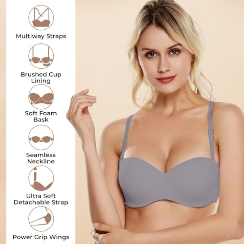 Image of PLUMBURY Women's Nylon Lightly Padded Wired Strapless Multiway Bra
