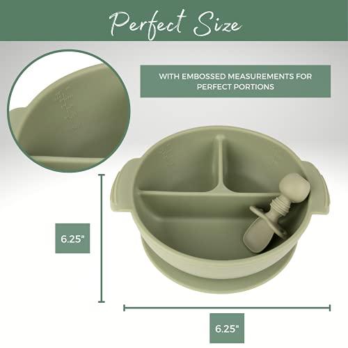 Baby Bliss Silicone Baby Bowl With Fork And Spoon - Strong Suction Baby Bowl - Food Grade And Bpa-Free Toddler Plates - First Stage Baby Feeding Supplies - Baby Weaning Essentials #TOP4