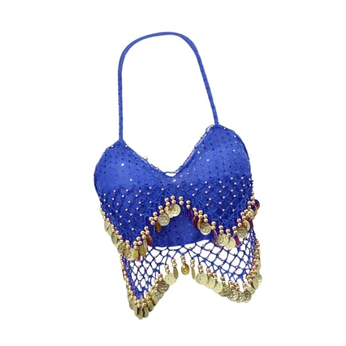 Lentejuelas para danza del vientre azul real y accesorios de fiesta para adultos