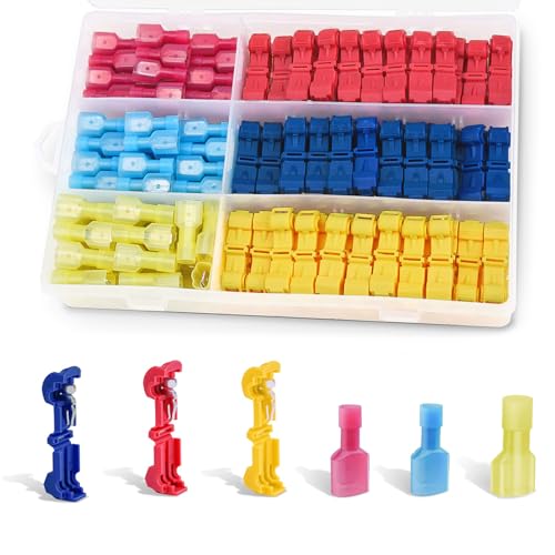 240Pcs T Tap Wire Connectors, T Wire Quick Splice Connector, Quick Splice Electrical Wire Terminals Connectors, T Connectors for Wiring with Storage Case, for Wiring Automotive
