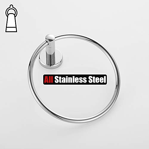 Jqk Chrome Towel Ring, 304 Stainless Steel Hand Towel Holder For Bathroom, Polished Finish Wall Mount, Tr130-Ch #TOP7
