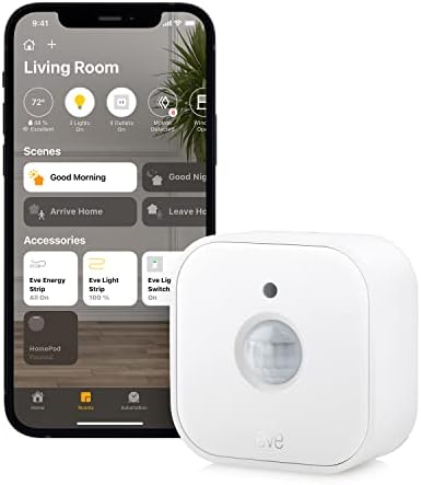 Eve Motion - Smart motion sensor with light sensor, IPX3 water resistance, notifications, automatic activation of lights and devices, no bridge required, Bluetooth, Thread, Apple HomeKit