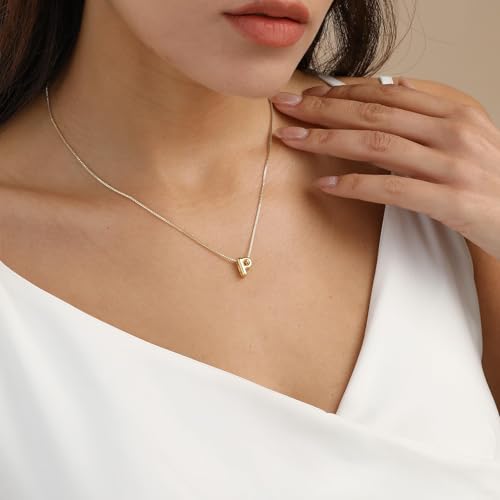 Image of Personalized Bubble Letter Initial Necklace, 14K Gold Plated, Dainty Pendant for Women, Trendy Gold Jewelry